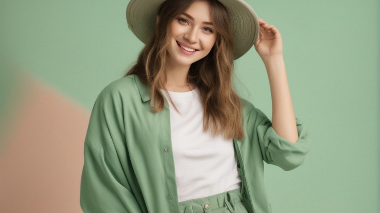 australian-girl-wearing-trendy-pantone-green-color-clothes-round-hat