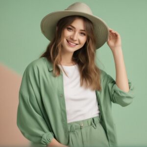 australian-girl-wearing-trendy-pantone-green-color-clothes-round-hat